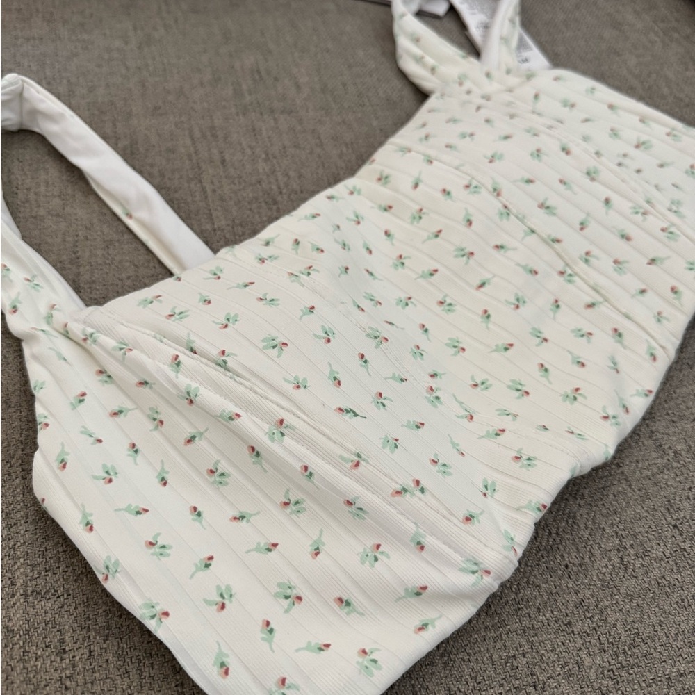 RVCA Pointe Corset Crop Women’s White Floral Top✨